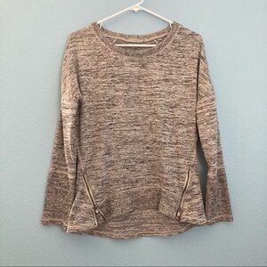 Athleta Long Sleeve Pullover Sweater with Zipper Detail - Gray - Medium